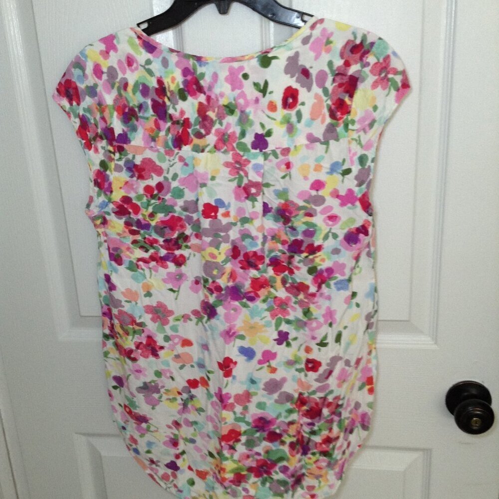 VINTAGE Jams World 1990. "S". Hawaiian, Luau, Floral Watercolor, Blouse, Fresh - Picture 3 of 7